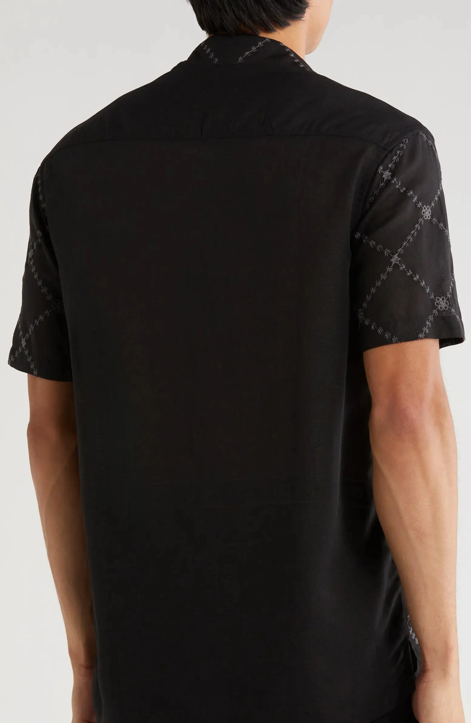 TRS-7005 Floral Diamond Embroidered Camp Shirt - Image 4