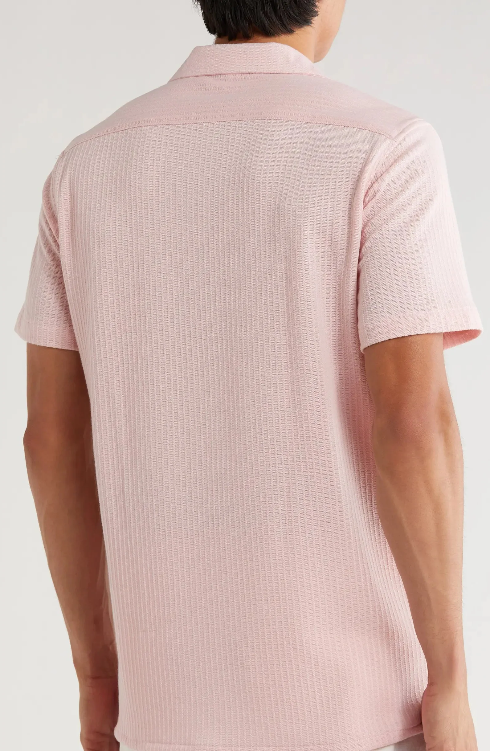 TRSH-214 Stripe Textured Short Sleeve Camp Shirt - Image 4