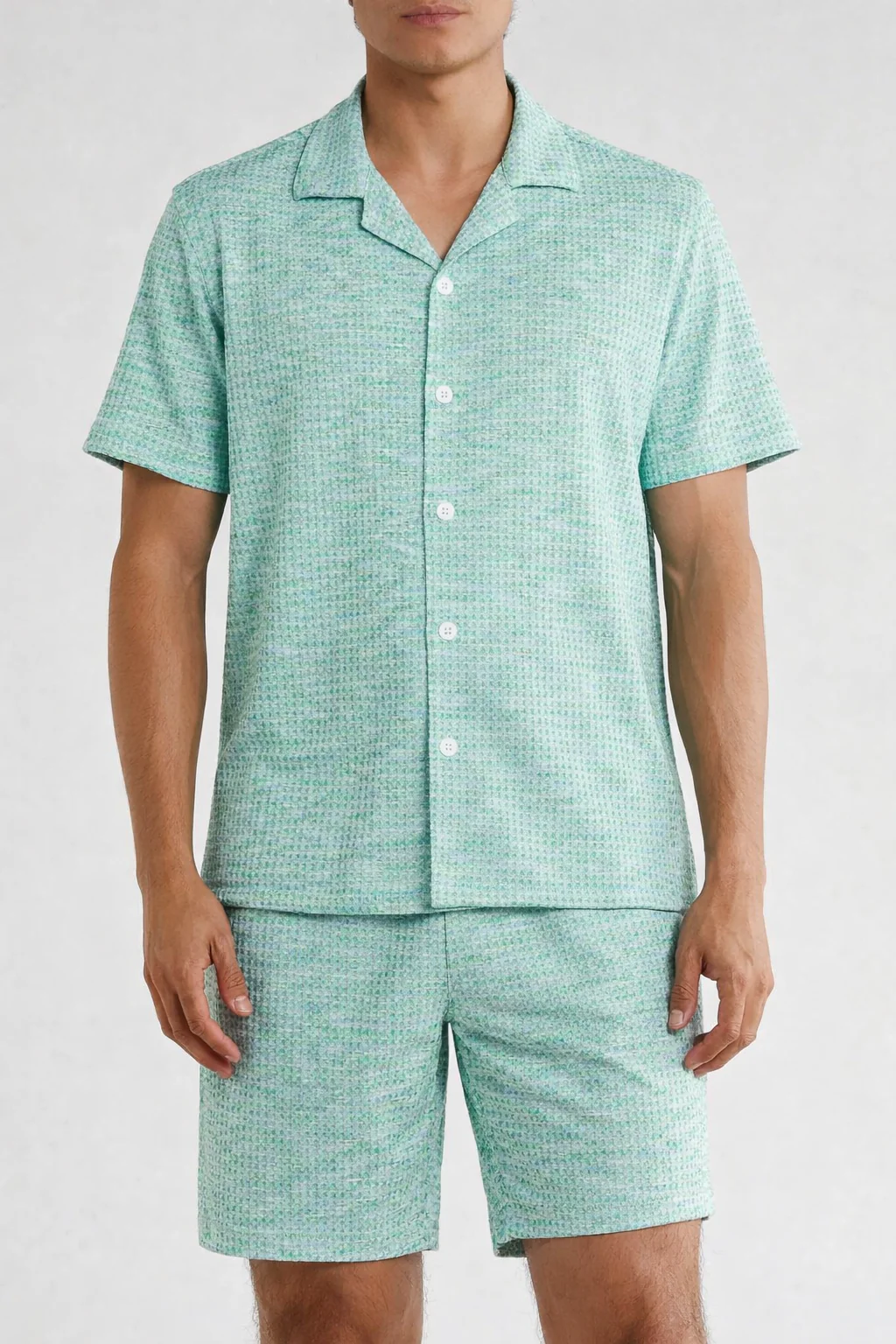 TRSH-215 Mélange Short Sleeve Button-Up Shirt - Image 4